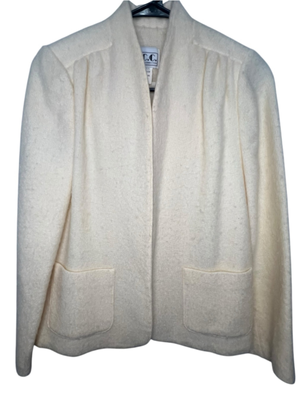 West Coast Connection Vintage Wool Blend Cream Open Front Blazer Cardigan